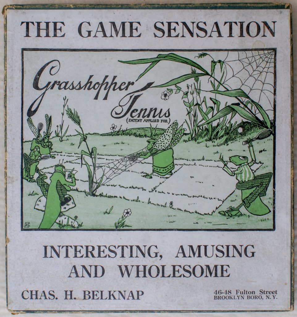 Tucker Tw ID • BEL-01 — publisher • Chas. H. Belknap — title • THE GAME SENSATION - Grasshopper Tennis