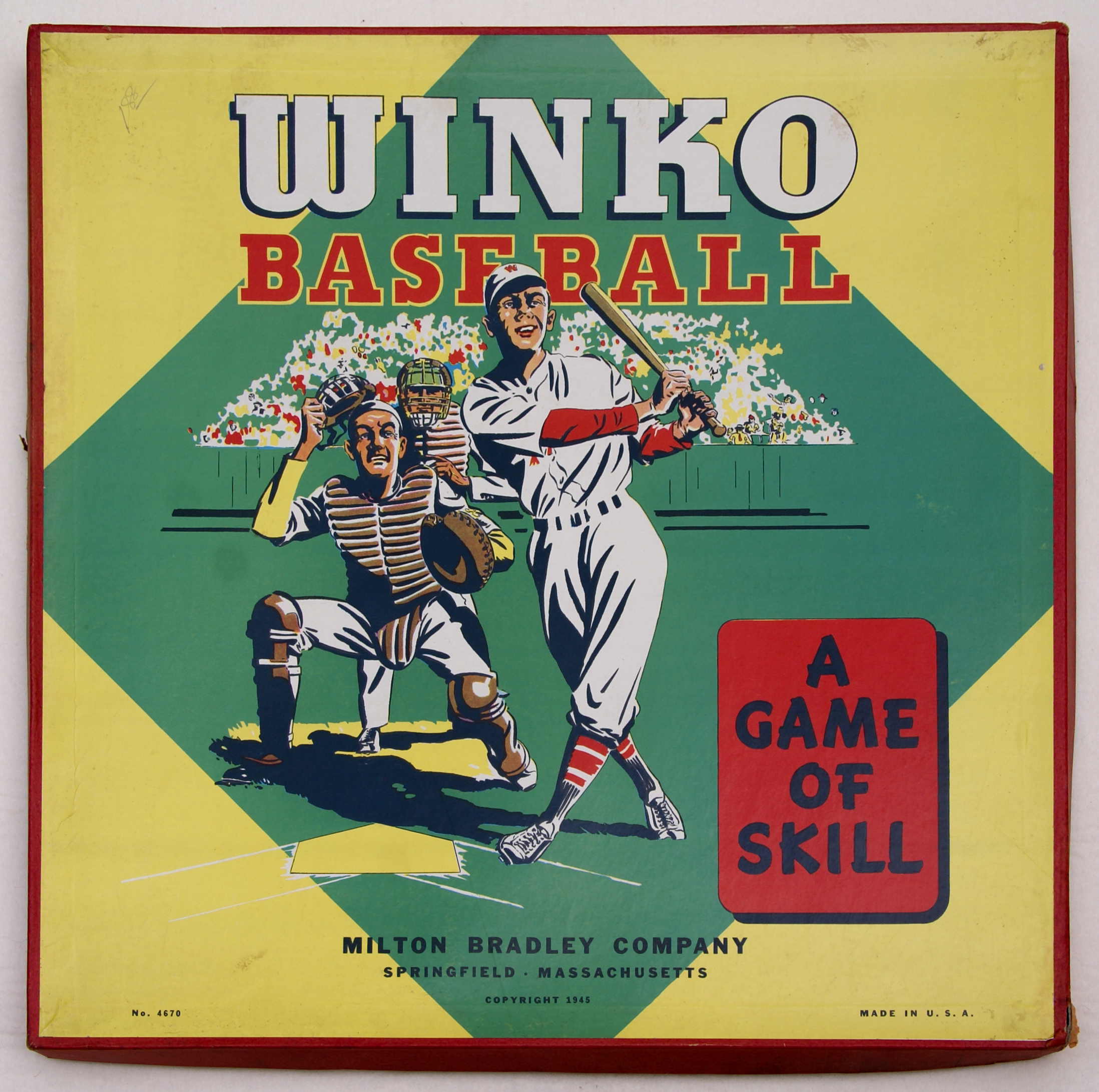Tucker Tw ID • BRA-01c4 or BRA-44 (check) — publisher • Milton Bradley Company — title • WINKO BASEBALL