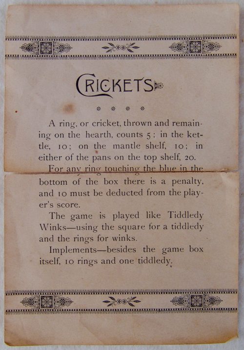CRICKETS Tucker Tw ID • SRI-01c3 — publisher • Selchow & Righter (as jobber) — title • CRICKETS