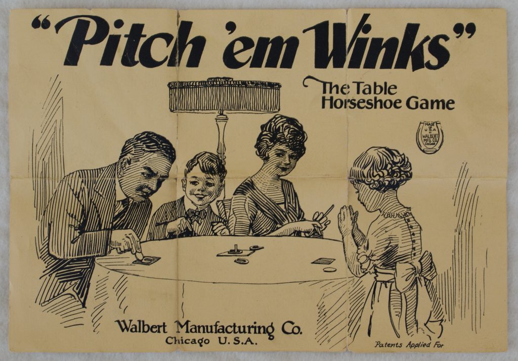 Tucker Tw ID • WAL-01c3 — publisher • Walbert Mfg. Co., Chicago — title • PITCH-EM-WINKS THE TABLE HORSE SHOE GAME