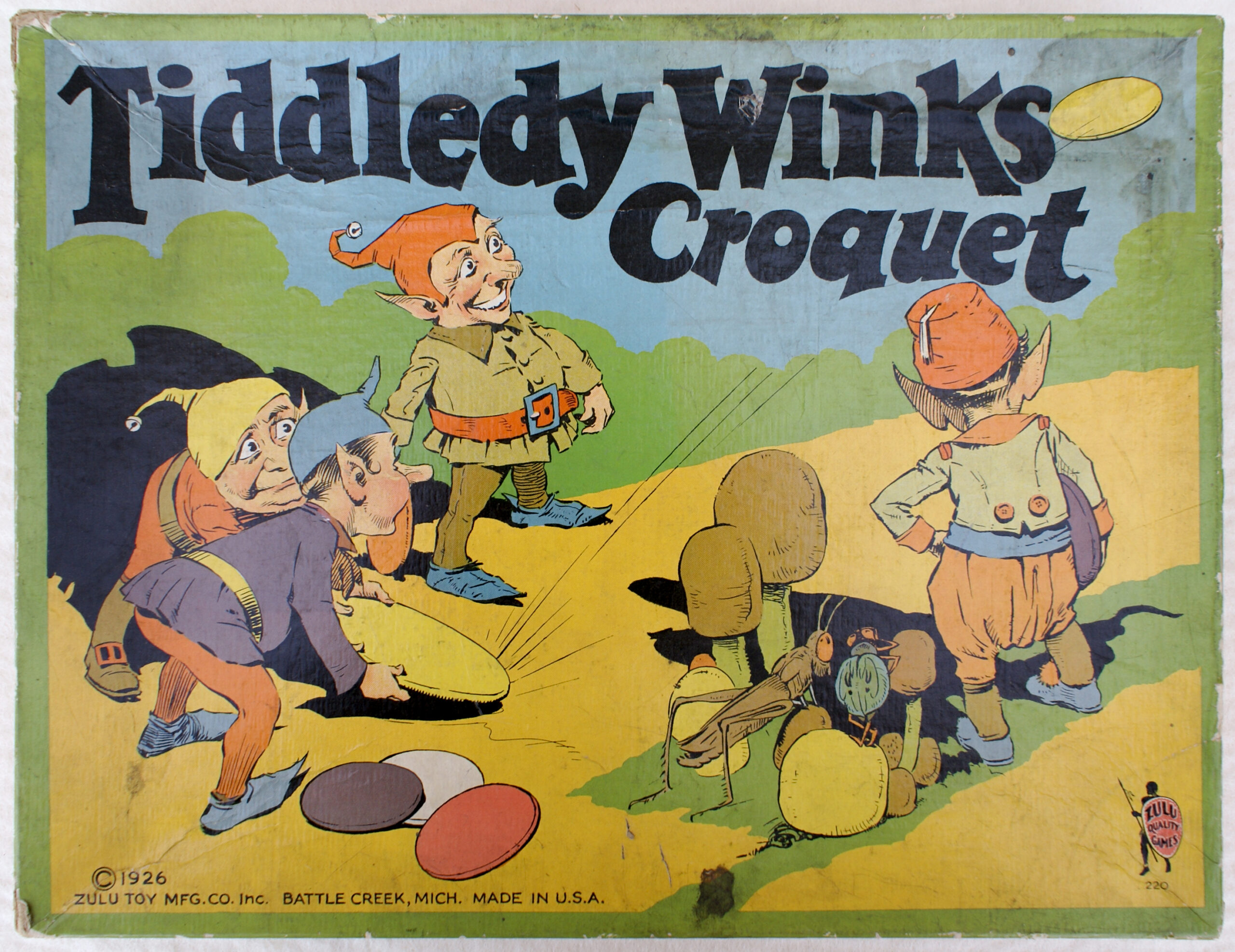 Tucker Tw ID • ZUL-02c1 — AGPI ID • G-23884c1 — publisher • Zulu Toy Manufacturing, Company, — title • Tiddledy Winks Croquet — notes • © 1927 Zulu Toy Mfg. Co., Inc. Publisher catalog number: 220. — keywords • game, game cover, gc-image